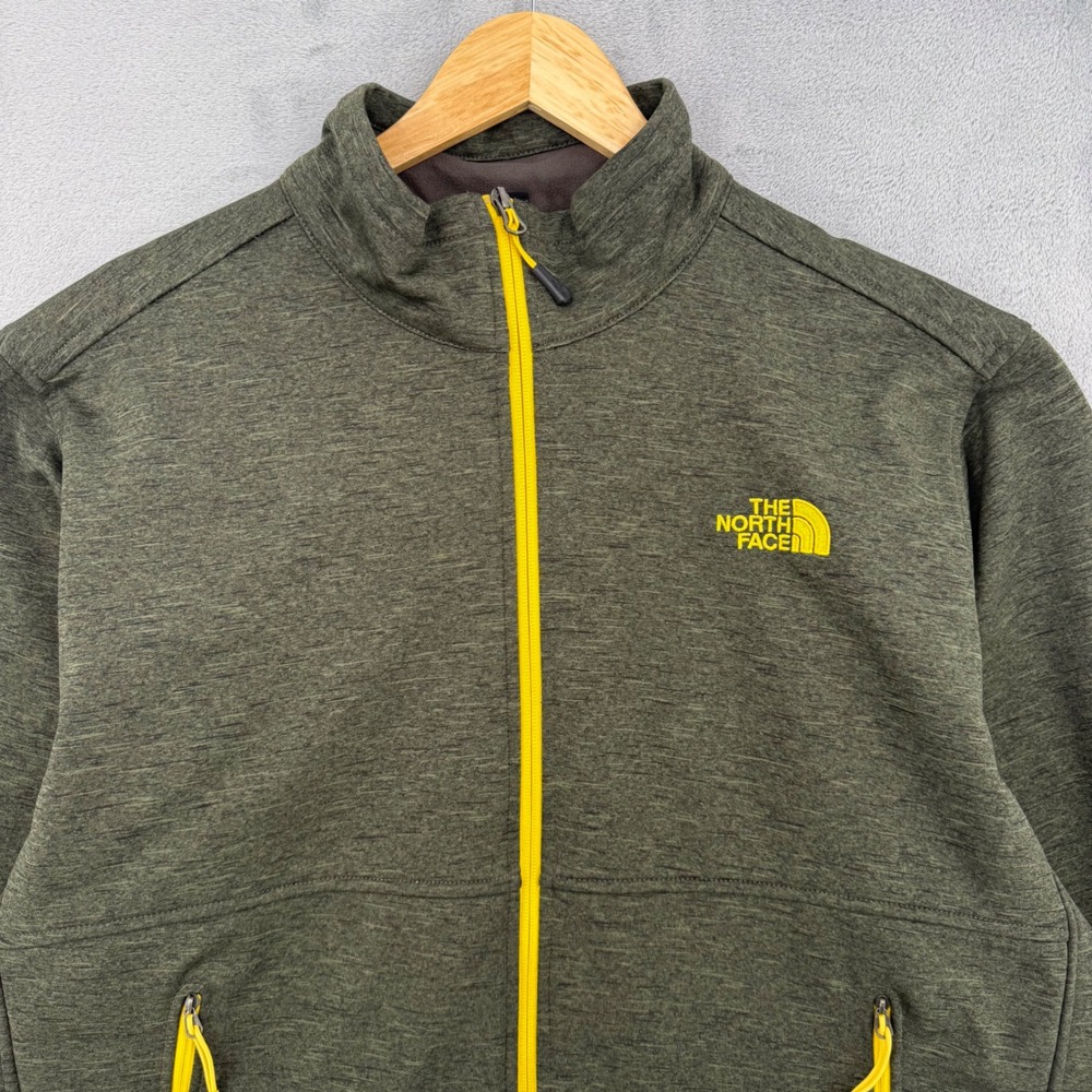 The North Face Mens Full Zip Jacket Olive Green Trim Mock Neck Fleece Size XL - Picture 8 of 14